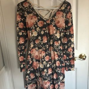 Floral lace up dress